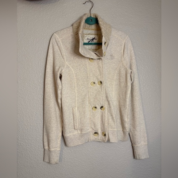 Abercrombie & Fitch Jackets & Blazers - Y2K Abercrombie & Fitch Jacket Cream Button High collar Sweater Knit Large